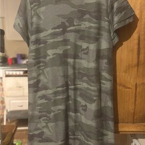 Green Camouflage Short Sleeve Tshirt Dress